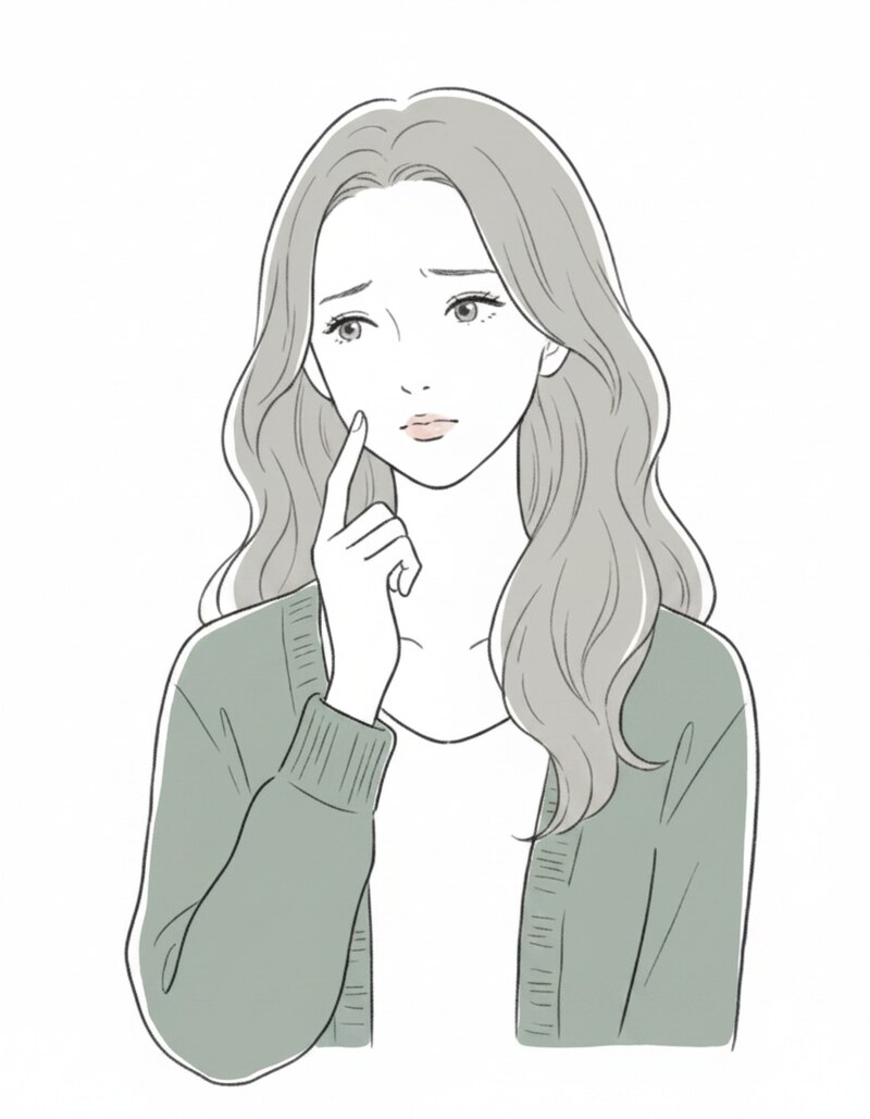 季節の揺らぎを感じる肌の悩みを抱える女性のイラスト｜Auter Original Cream